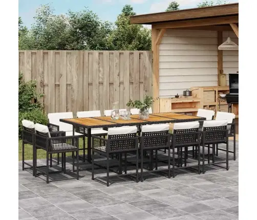 Sodo Komplektas Su Pagalvėlėmis, 13 Dalių, Juodas, Poliratanas