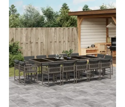 15-Daļīgs Dārza Mēbeļu Komplekts Ar Matračiem, Pe Rotangpalma Vidaxl