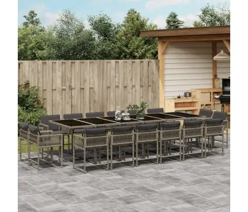 Sodo Komplektas Su Pagalvėlėmis, 17 Dalių, Pilkas, Poliratanas