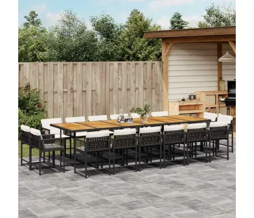 Sodo Komplektas Su Pagalvėlėmis, 17 Dalių, Juodas, Poliratanas