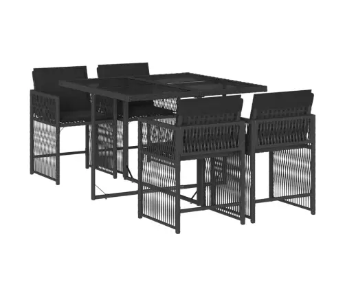 5-Daļīgs Dārza Mēbeļu Komplekts, Matrači, Melna Pe  Rotangpalma Vidaxl
