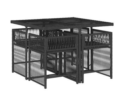 5-Daļīgs Dārza Mēbeļu Komplekts, Matrači, Melna Pe  Rotangpalma Vidaxl