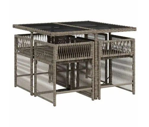 5-Daļīgs Dārza Mēbeļu Komplekts, Matrači, Pelēka Pe Rotangpalma Vidaxl