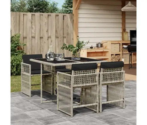 5-Osaline Aiamööbli Komplekt Patjadega, Helehall, Polürotang