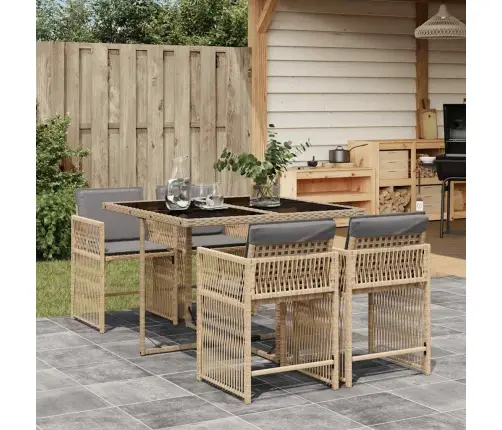 5-Osaline Aia Söögimööbli Komplekt Patjadega, Beežid Toonid