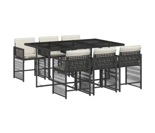 Sodo Komplektas Su Pagalvėlėmis, 7 Dalių, Juodas, Poliratanas