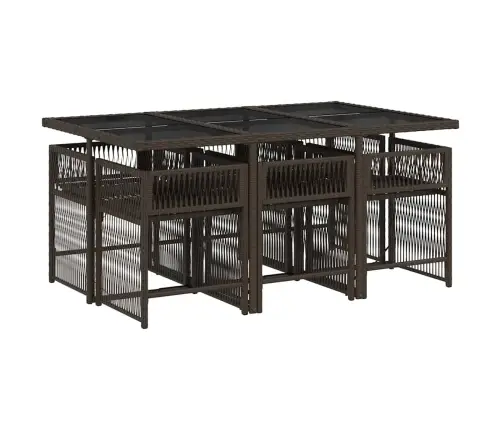 Sodo Komplektas Su Pagalvėlėmis, 7 Dalių, Rudas, Poliratanas