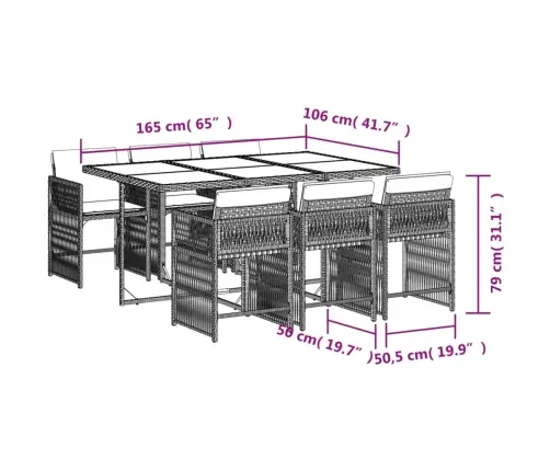 7-Daļīgs Dārza Mēbeļu Komplekts, Matrači, Bēša Pe Rotangpalma Vidaxl
