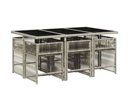 7-Osaline Aiamööbli Komplekt Patjadega, Helehall, Polürotang