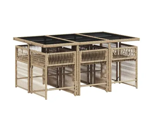 Sodo Komplektas Su Pagalvėlėmis, 7 Dalių, Smėlio, Poliratanas