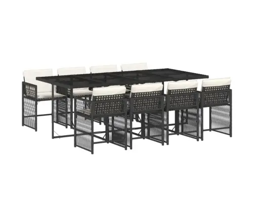 9-Osaline Aiamööbli Komplekt Patjadega, Must, Polürotang