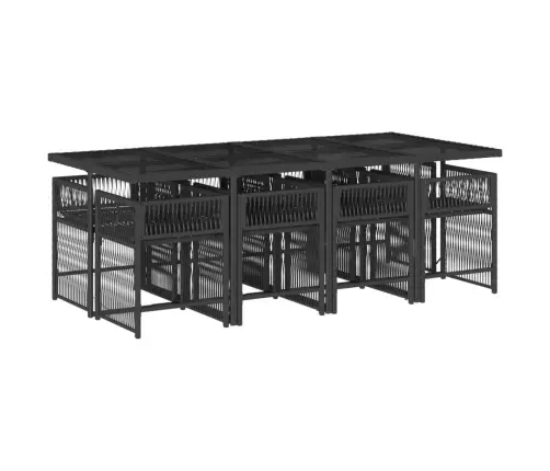 Sodo Komplektas Su Pagalvėlėmis, 9 Dalių, Juodas, Poliratanas