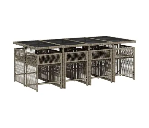 9-Osaline Aiamööbli Komplekt Patjadega, Hall, Polürotang