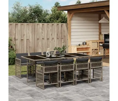 9-Osaline Aiamööbli Komplekt Patjadega, Hall, Polürotang