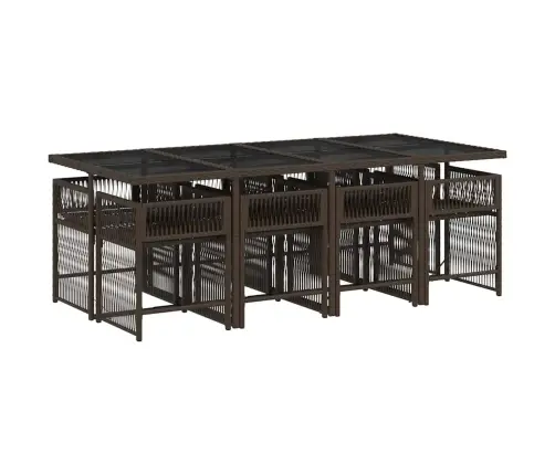 9-Daļīgs Dārza Mēbeļu Komplekts, Matrači, Brūna Pe Rotangpalma Vidaxl