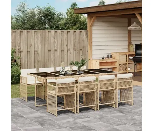 9-Daļīgs Virtuves Mēbeļu Komplekts Ar Matračiem, Pe Rotangpalma Vidaxl