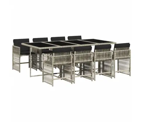 Sodo Komplektas Su Pagalvėlėmis, 9 Dalių, Pilkas, Poliratanas