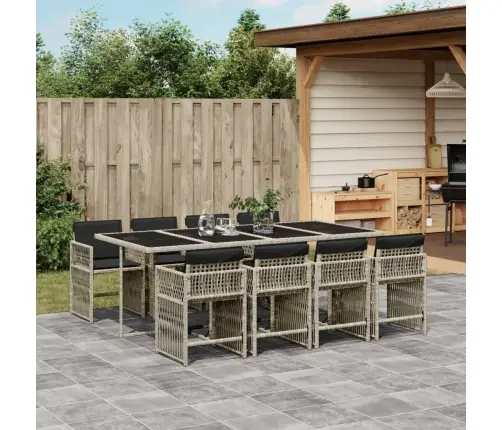 Sodo Komplektas Su Pagalvėlėmis, 9 Dalių, Pilkas, Poliratanas