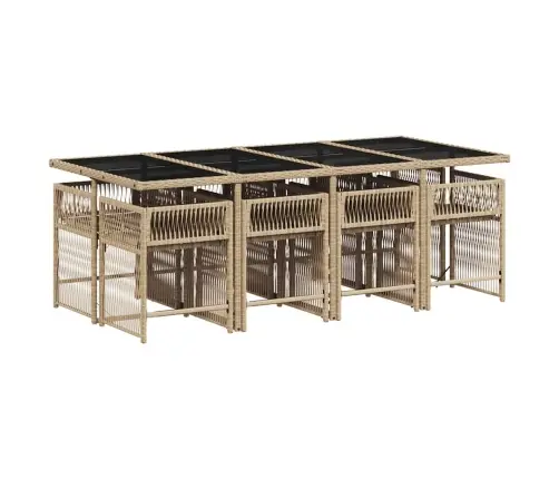 Sodo Komplektas Su Pagalvėlėmis, 9 Dalių, Smėlio, Poliratanas