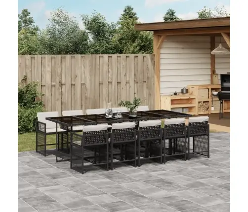 11-Daļīgs Dārza Mēbeļu Komplekts, Matrači, Melna Pe Rotangpalma Vidaxl