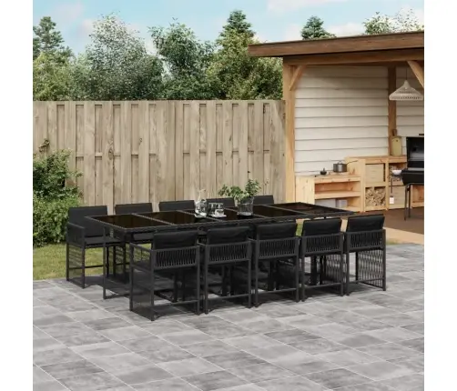 Sodo Komplektas Su Pagalvėlėmis, 11 Dalių, Juodas, Poliratanas