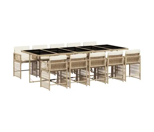 Sodo Komplektas Su Pagalvėlėmis, 11 Dalių, Smėlio, Poliratanas