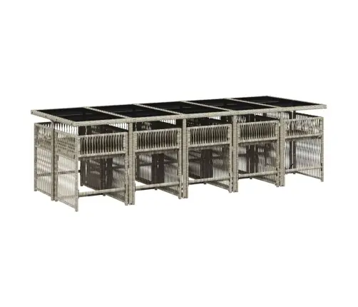 11-Daļīgs Dārza Mēbeļu Komplekts Ar Matračiem, Gaiši Pelēka Pe Vidaxl