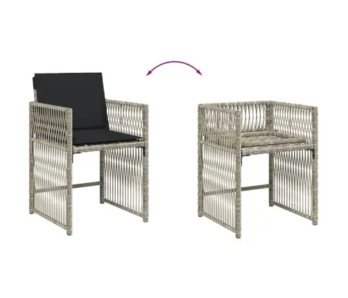 11-Daļīgs Dārza Mēbeļu Komplekts Ar Matračiem, Gaiši Pelēka Pe Vidaxl