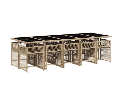 11-Daļīgs Virtuves Mēbeļu Komplekts Ar Matračiem,Pe Rotangpalma Vidaxl