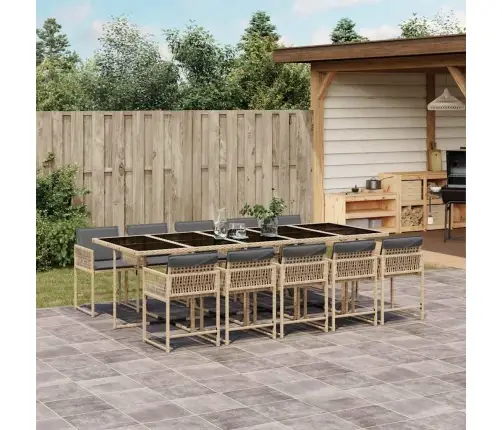 11-Daļīgs Virtuves Mēbeļu Komplekts Ar Matračiem,Pe Rotangpalma Vidaxl