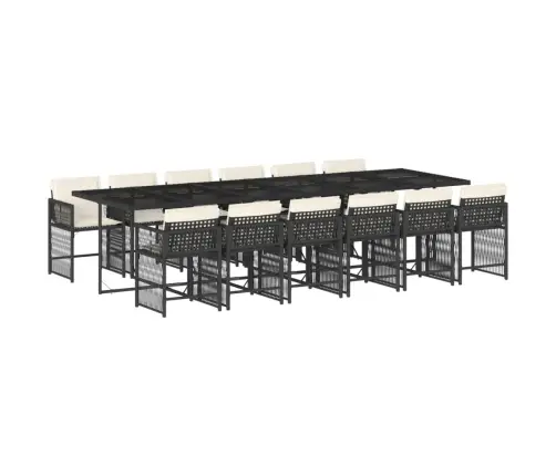 13-Daļīgs Dārza Mēbeļu Komplekts Ar Matračiem, Melns Pe Vidaxl