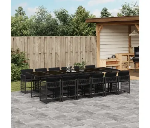 13-Daļīgs Dārza Mēbeļu Komplekts Ar Matračiem, Melns Pe Vidaxl