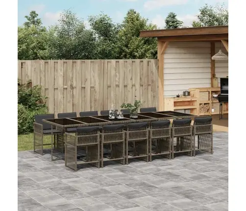 13-Osaline Aia Söögimööbli Komplekt Patjadega, Hall, Polürotang