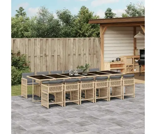 13-Daļīgs Virtuves Mēbeļu Komplekts Ar Matračiem,Pe Rotangpalma Vidaxl