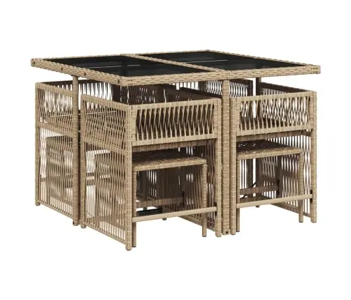 9-Daļīgs Virtuves Mēbeļu Komplekts Ar Matračiem, Pe Rotangpalma Vidaxl