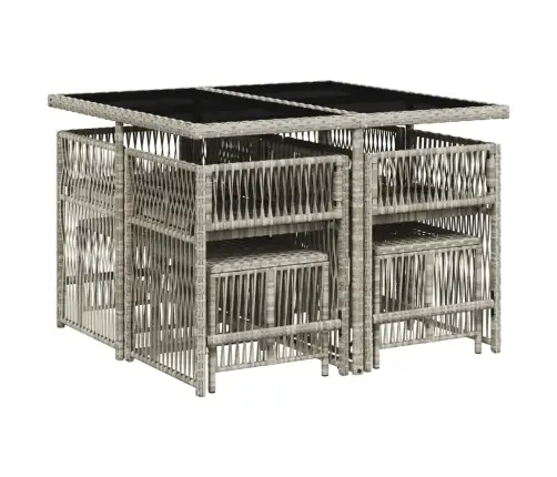 9-Osaline Aiamööbli Komplekt Patjadega, Helehall, Polürotang