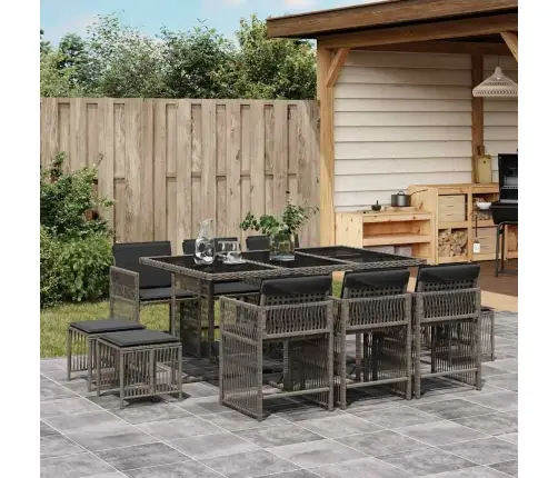 Sodo Komplektas Su Pagalvėlėmis, 11 Dalių, Pilkas, Poliratanas