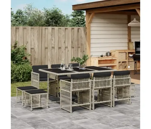 Sodo Komplektas Su Pagalvėlėmis, 11 Dalių, Pilkas, Poliratanas