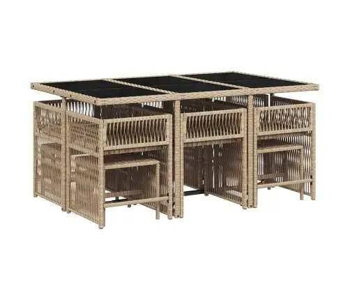 11-Daļīgs Virtuves Mēbeļu Komplekts Ar Matračiem,Pe Rotangpalma Vidaxl