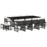 13-Daļīgs Dārza Mēbeļu Komplekts Ar Matračiem, Melns Pe Vidaxl