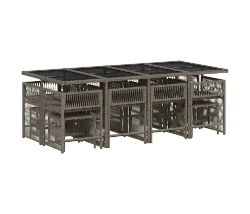 13-Daļīgs Dārza Mēbeļu Komplekts Ar Matračiem, Pelēks Pe Vidaxl