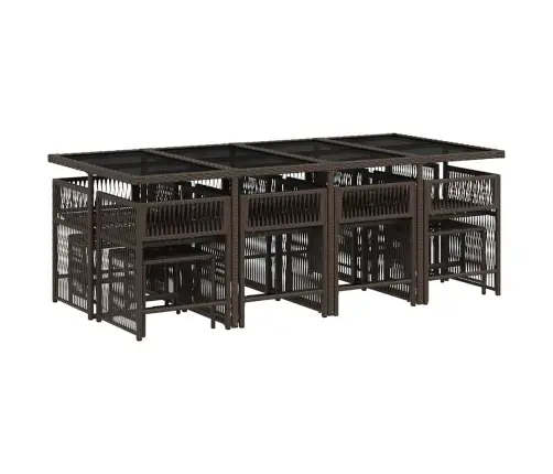 13-Daļīgs Dārza Mēbeļu Komplekts, Matrači, Brūna Pe Rotangpalma Vidaxl