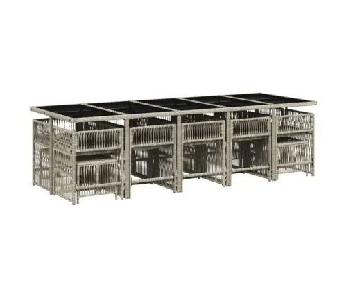 15-Daļīgs Dārza Mēbeļu Komplekts Ar Matračiem, Gaiši Pelēka Pe Vidaxl