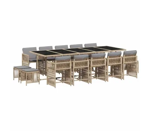 15-Daļīgs Virtuves Mēbeļu Komplekts Ar Matračiem,Pe Rotangpalma Vidaxl