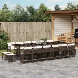 17-Osaline Aia Söögimööbli Komplekt Patjadega Pruun, Polürotang