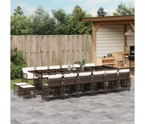 17-Osaline Aia Söögimööbli Komplekt Patjadega Pruun, Polürotang