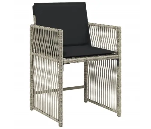 17-Osaline Aia Söögimööbli Komplekt Patjadega, Hall, Polürotang