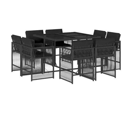 9-Osaline Aiamööbli Komplekt Patjadega, Must, Polürotang