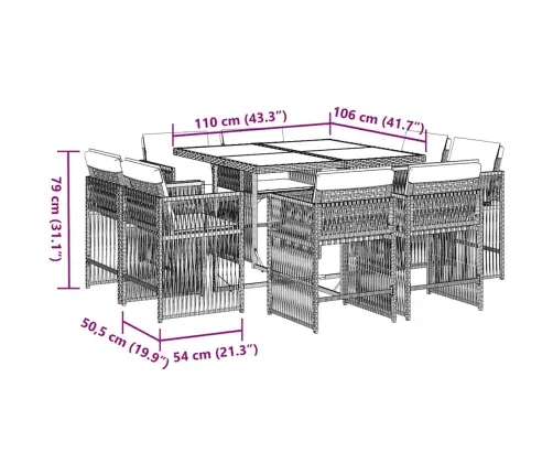 Sodo Komplektas Su Pagalvėlėmis, 9 Dalių, Juodas, Poliratanas