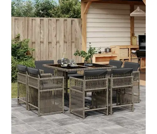 9-Daļīgs Dārza Mēbeļu Komplekts Ar Matračiem, Pe Rotangpalma Vidaxl